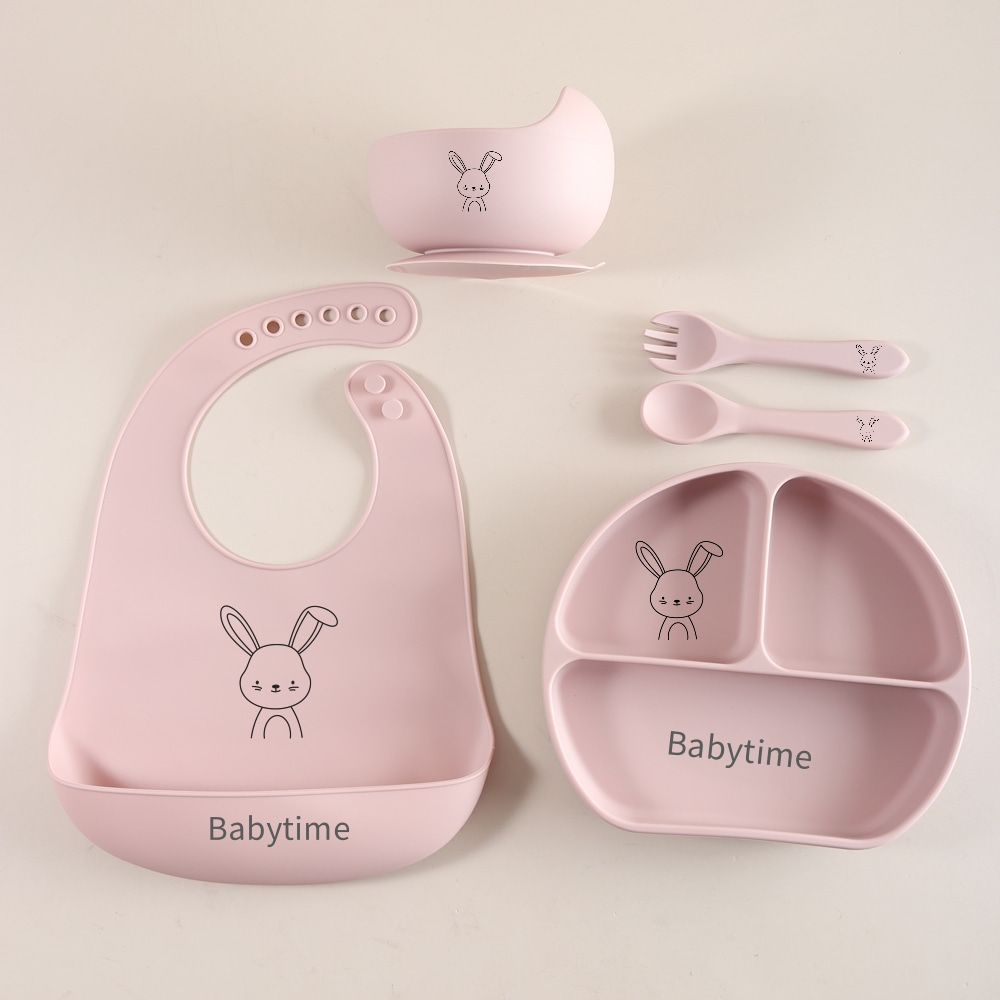 Baby Food Tray - 토끼 모양의 아기 식기 세트 5개,
