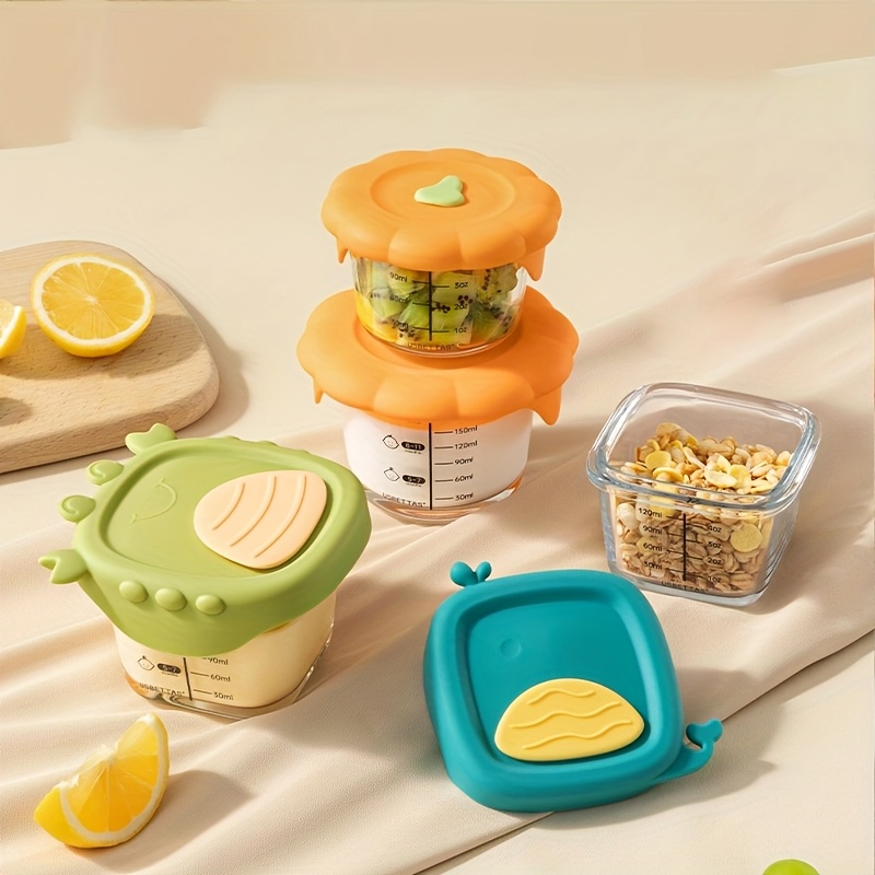 Baby Food Glass Containers - 120/180ml 유리 아기 음식 용기, 눈금