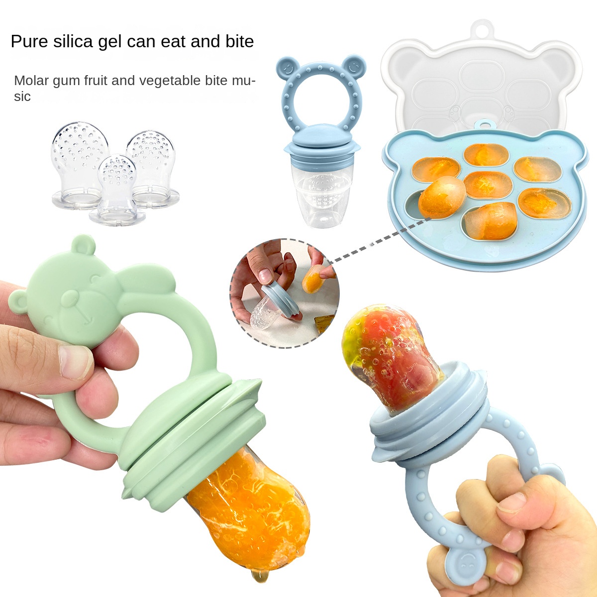 Baby Food Bites - 식품 등급 실리콘 아기 젖니, 친환경