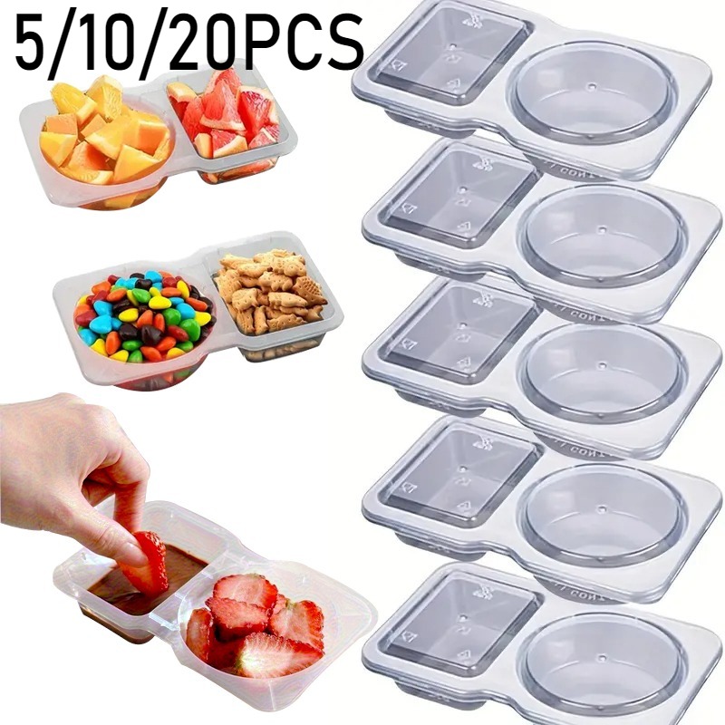 5/10/20PCS 뚜껑이있는 이중 구획 조미료 용기  - Snack Container Travel 리뷰 및 가격