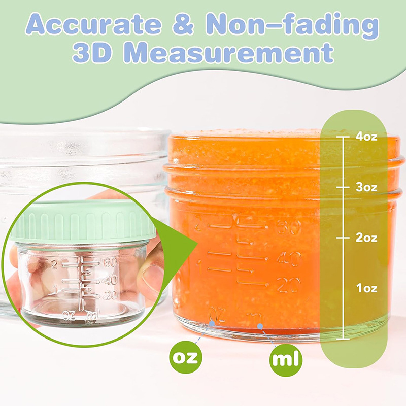 120ml 6개입 식품 등급 유리 이유식 용기(계량컵  - Baby Food Glass Containers 리뷰 및 가격