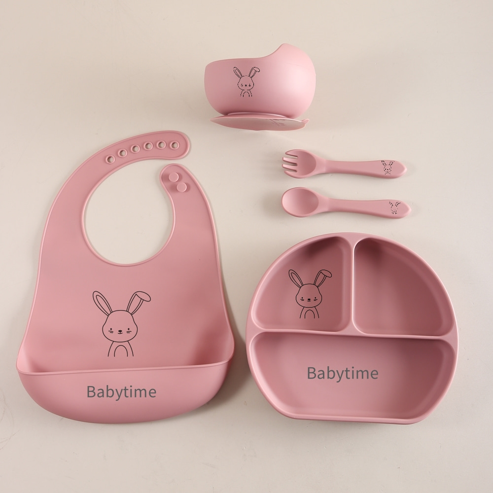 토끼 모양의 아기 식기 세트 5개, 식품 등급 실리콘으 - Baby Food Tray 리뷰 및 가격