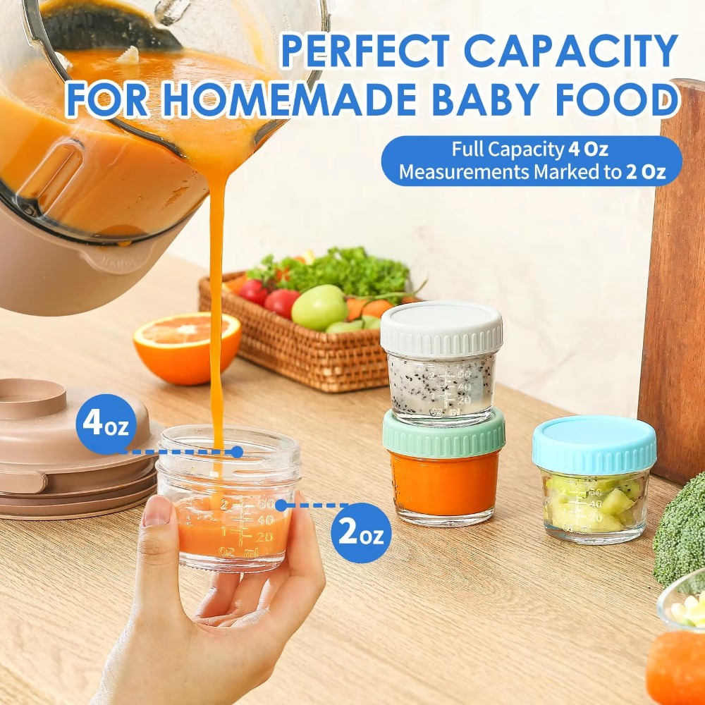 6pcs 다목적 유리 베이비 푸드 용기 뚜껑이 있는 재 - Baby Food Glass Containers 리뷰 및 가격