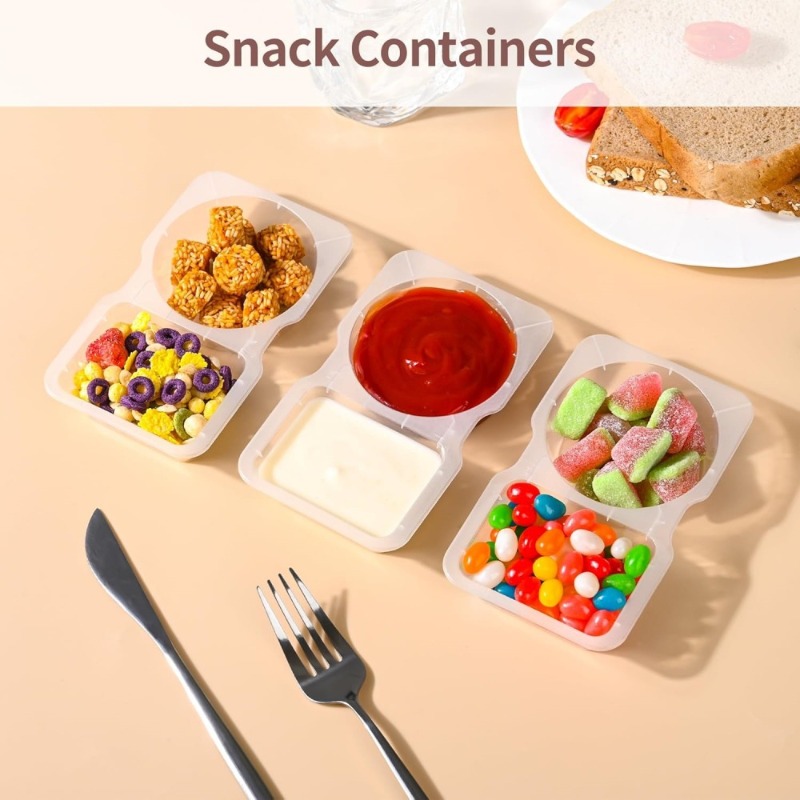 5/10/20/40PCS 뚜껑이있는 이중 구획 조미료  - Snack Container Travel 리뷰 및 가격