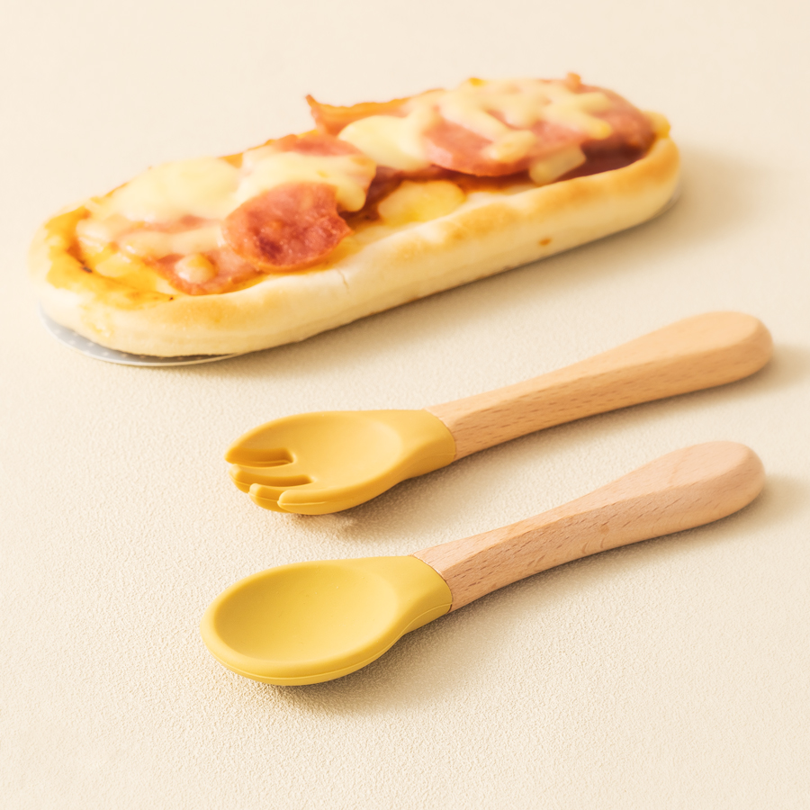 2PCS 아기 학습 숟가락 식기 세트 식품 학년 나무  - Baby Food Bites 리뷰 및 가격